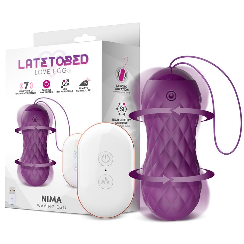 Nima Huevo Vibrador con Movimiento Wave Control Remoto USB Silicona Purpura