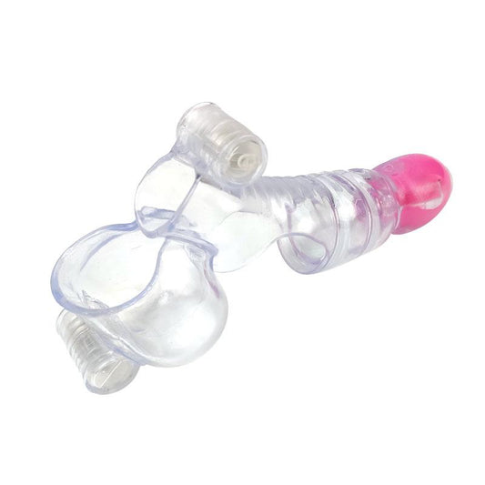 Funda para el Pene y Testiculos 3 Balas Vibradoras Transparente