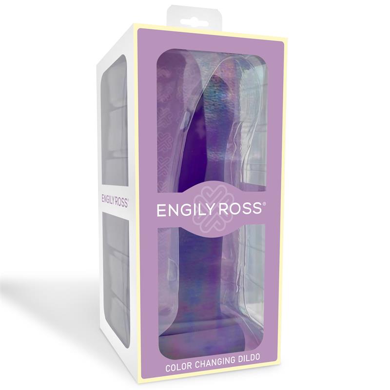 Dildo que Cambia de Color Pupura a Rosa Talla L 21 cm